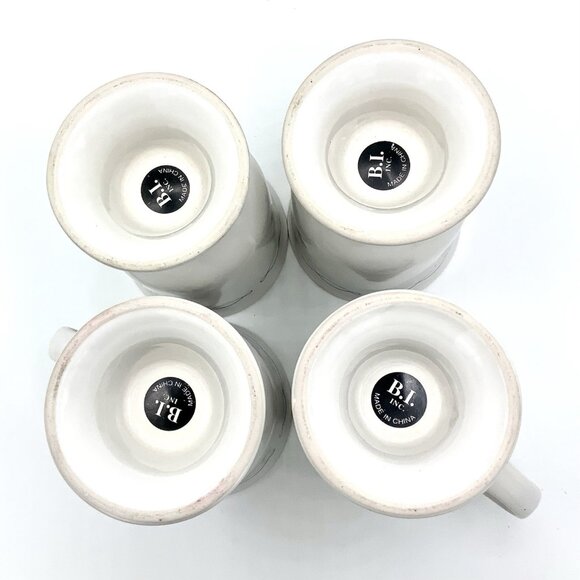 Vtg Pedestal Flower Coffee Mug Tea Cup B.I. INC Set Of 4 Tall 5” Diameter 3.25” - Picture 5 of 8